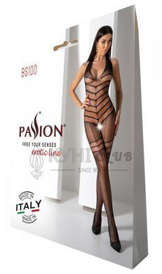 Бодістокінг з плетінням на животику Passion BS100 One Size, black, декоративний шов, з доступом 106958 фото