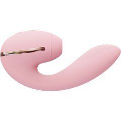 Вакуумний вібратор KISTOY Tina Mini Pink, вагінально-кліторальний, Рожевий 102792 фото