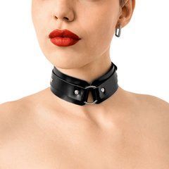 БДСМ-нашийник з кільцем Art of Sex - Martina Collar with ring, натуральна шкіра, колір чорний 109564 фото