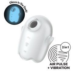 Вакуумний кліторальний стимулятор з вібрацією Satisfyer Glowing Ghost White, світиться в темряві 109621 фото