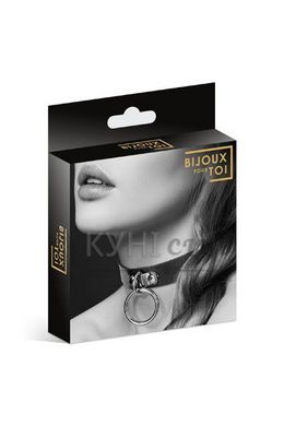 Чокер з кільцем для повідця Bijoux Pour Toi - FETISH Black, екошкіра 100653 фото