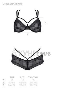 Комплект Passion DROSERA BIKINI black, L/XL, бюстгальтер и трусики-кюлоты 108489 фото