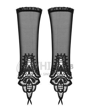Сітчасті мітенки з мереживом Obsessive Luiza mittens One size, чорні 105273 фото