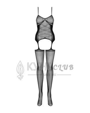 Бодістокінг Obsessive Bodystocking G314 S/M/L, імітація корсета та корсетної шнурівки 105223 фото