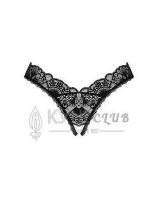 Кружевные стринги Obsessive Donna Dream crotchless thong M/L Black, открытый доступ 106645 фото