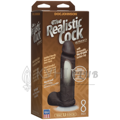 Фаллоимитатор Doc Johnson The Realistic Cock 8 inch Black - ULTRASKYN, Vack-U-Lock, диаметр 5,1см 108739 фото