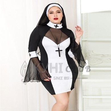 Еротичний костюм черниці JSY &laquo;Грішниця Лола&raquo; Plus Size Black, сукня, хрест, апостольник 106405 фото