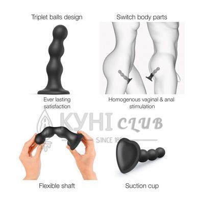 Насадка для страпона Strap-On-Me Dildo Plug Balls Black S 107012 фото