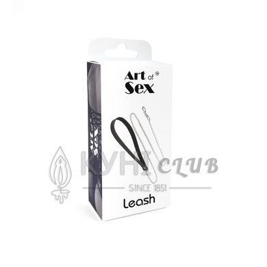 Поводок на цепочке из натуральной кожи Art of Sex - Leash, Черный 104769 фото