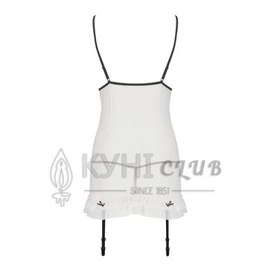 Сорочка прозора з пажами Passion ORIHIME CHEMISE L/XL, white, трусики, стрепи 109153 фото