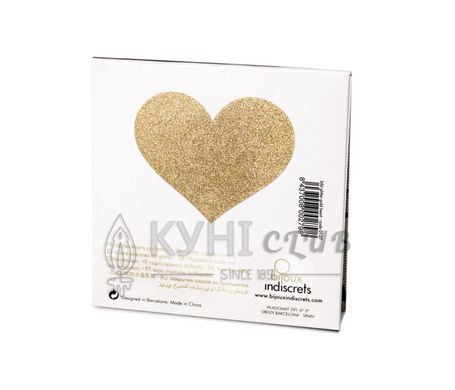 Пестіс - стикини Bijoux Indiscrets - Flash Heart Gold, наклейки на соски 109203 фото