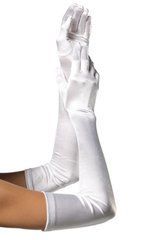 Довгі атласні рукавички Leg Avenue Extra Long Satin Gloves, One Size, білі 107107 фото