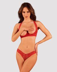 Комплект білизни Obsessive Lacelove cupless 2-pcs set XS/S Red, відкритий доступ, відкриті груди 106654 фото