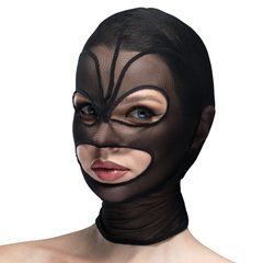 Маска серце сітка з відкритим ротом та очима Feral Feelings - Hearts Mask Black/Black 107343 фото