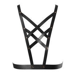 Портупея з екошкіри Bijoux Indiscrets Maze &ndash; Cross Cleavage Harness Black 103859 фото