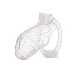Клітка для пеніса LOCKINK SEVANDA Plastic Penis Chastity Cage, прозора, 3 кільця різних розмірів 110030 фото