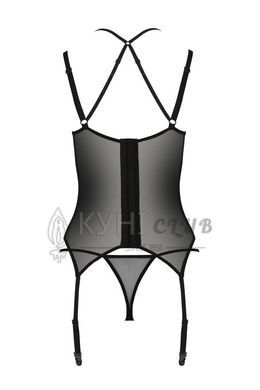Корсет Passion DROSERA CORSET black, L/XL, с креплениями для чулок, трусики в комплекте 108498 фото
