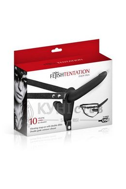 Подвійний страпон з вібрацією Fetish Tentation Vibrating Strap-On with Double Dildo Black 103820 фото