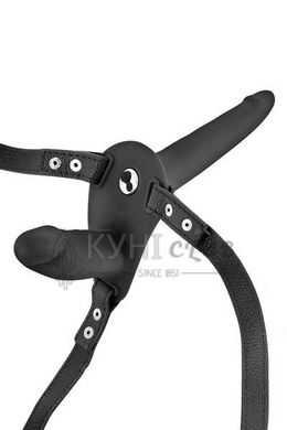 Подвійний страпон з вібрацією Fetish Tentation Vibrating Strap-On with Double Dildo Black 103820 фото