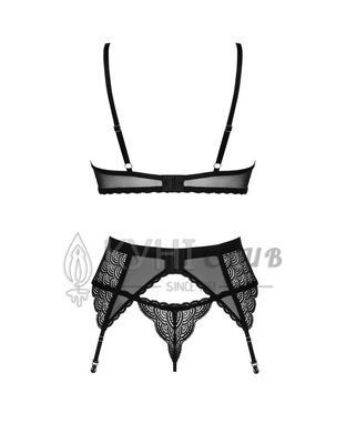 Комплект Obsessive Chemeris 3-pcs set XL/2XL, стринги, пояс для чулок, бюстгальтер 107780 фото