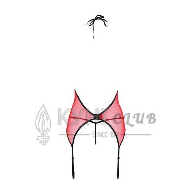 Корсет з пажами для панчіх Passion PEONIA CORSET XXL/XXXL red стрінги 106335 фото