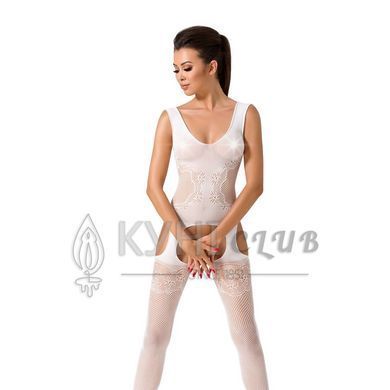 Бодистокинг Passion BS046 white, комбинезон с имитацией чулок 109410 фото