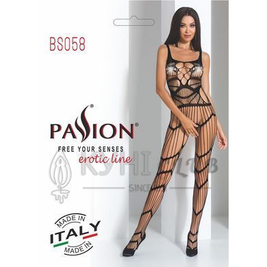 Бодістокінг Passion BS058 black, комбінезон, дуже повітряний 100742 фото