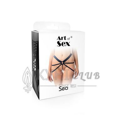 Сексуальные трусики с гальваническим жемчугом Art of Sex - SEA, размер XS-2XL, Серебристый/Черный 105429 фото