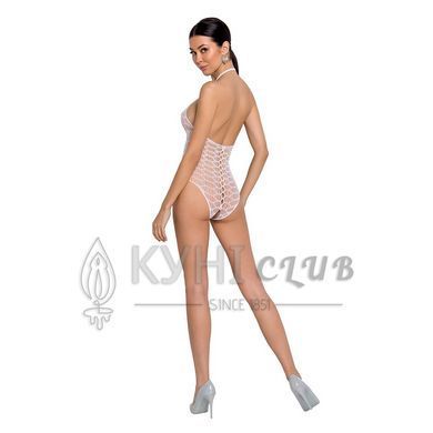 Бодистокинг в крупную сетку Passion BS087 white, открытая спина, халтер, с доступом 104339 фото