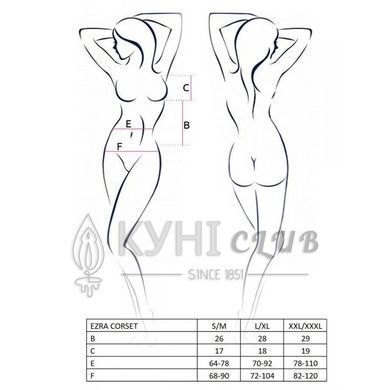 Корсет з декольте Passion ERZA CORSET L/XL, black, пажі, трусики, напівпрозорий 109116 фото