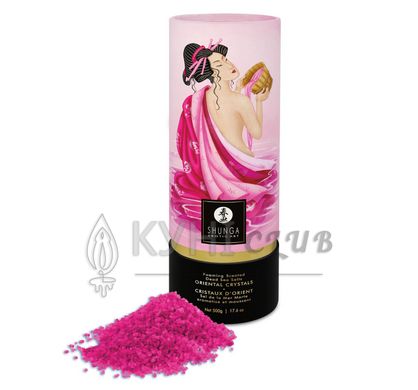 Пінлива сіль для ванни Shunga Dead Sea salt Oriental Crystals — Rose Petal (500 г), сіль Мертвого мо 104859 фото