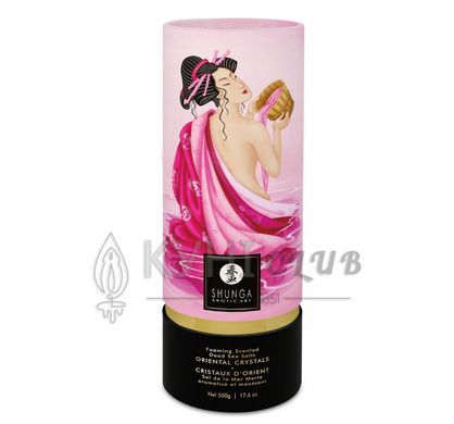 Пінлива сіль для ванни Shunga Dead Sea salt Oriental Crystals — Rose Petal (500 г), сіль Мертвого мо 104859 фото