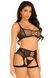Комплект Leg Avenue Top and garter harness, One Size, чорний, сітчастий, топ + пояс з гартерами 110105 фото 1