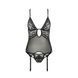 Корсет з декольте Passion ERZA CORSET L/XL, black, пажі, трусики, напівпрозорий 109116 фото 3