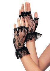 Короткі рукавички-гловелети Leg Avenue Wrist length fingerless gloves, One Size, чорні, сітка 107108 фото
