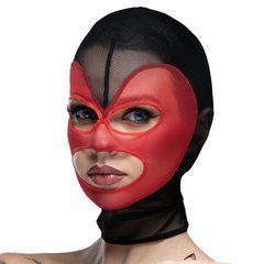 Маска серце сітка з відкритим ротом та очима Feral Feelings - Hearts Mask Black/Red 107344 фото