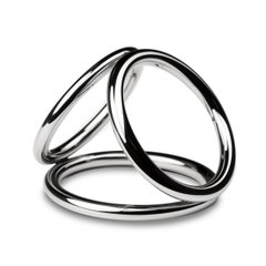 Тройное эрекционное кольцо Sinner Gear Unbendable - Triad Chamber Metal Cock and Ball Ring - Large 102498 фото