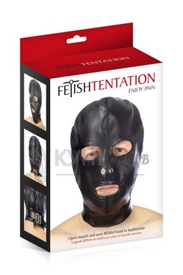 Капюшон для БДСМ с открытыми глазами и ртом Fetish Tentation Open mouth and eyes BDSM hood 102528 фото