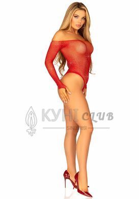 Сітчасте боді зі стразами Leg Avenue Crystalized fishnet bodysuit Red One Size 107158 фото