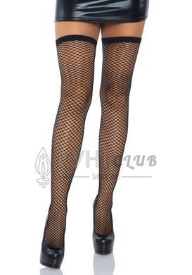 Панчохи-сітка зі швом ззаду Leg Avenue Bow back seam thigh highs One size Black, атласний бант 106588 фото