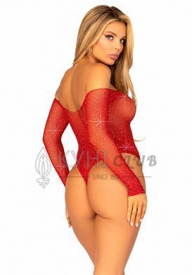 Сітчасте боді зі стразами Leg Avenue Crystalized fishnet bodysuit Red One Size 107158 фото