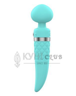 Вибромассажер 2-в-1 PILLOW TALK - Sultry Teal, классический массажер и вибратор с ротацией, подогрев 100007 фото