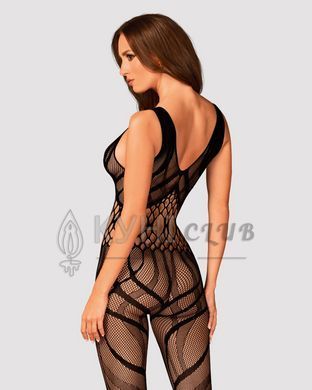 Сітчастий бодістокінг з вирізами та малюнком Obsessive Bodystocking G328 S/M/L, чорний, комбінезон 105233 фото