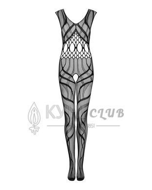 Сітчастий бодістокінг з вирізами та малюнком Obsessive Bodystocking G328 S/M/L, чорний, комбінезон 105233 фото