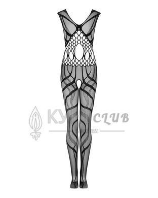 Сітчастий бодістокінг з вирізами та малюнком Obsessive Bodystocking G328 S/M/L, чорний, комбінезон 105233 фото