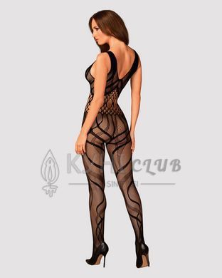 Сітчастий бодістокінг з вирізами та малюнком Obsessive Bodystocking G328 S/M/L, чорний, комбінезон 105233 фото