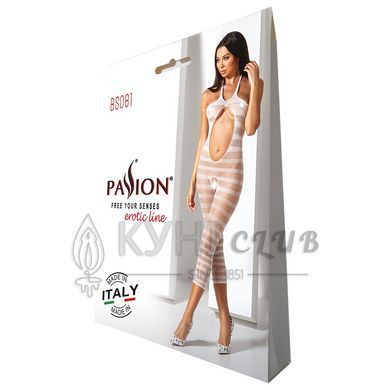 Сітчастий бодістокінг з відкритим животом Passion BS081 white 102592 фото