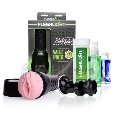 Мастурбатор Fleshlight Pink Lady Original Value Pack: присоска, смазка, чистящее и восстанавливающее 101238 фото