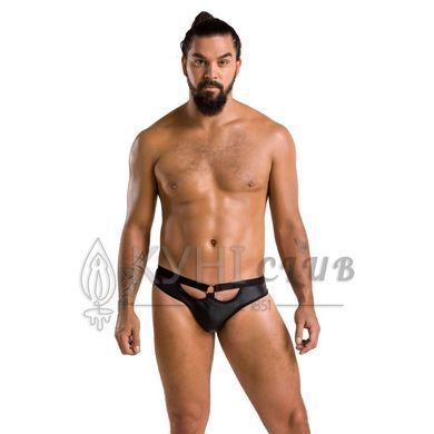 Чоловічі сліпи з вирізами Passion 041 SLIP JOE L/XL Black, екошкіра, відкриті сідниці 105571 фото