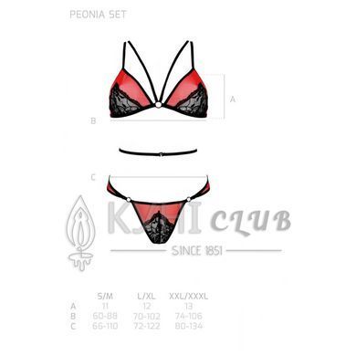 Комплект белья Passion PEONIA SET L/XL red, бра, трусики 106336 фото